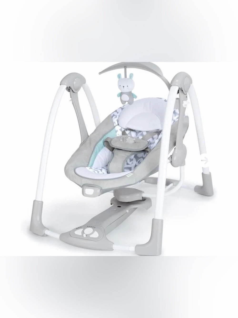 Baby Swing and Bouncer - Gray/White with Plush Toy